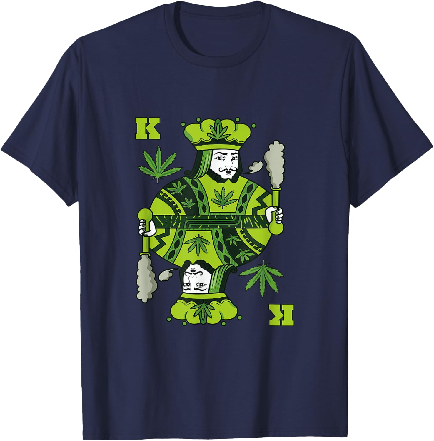 King of Weed Playing Card Pot Smoker Marijuana 420 T-Shirt - T-Shirt | Navy