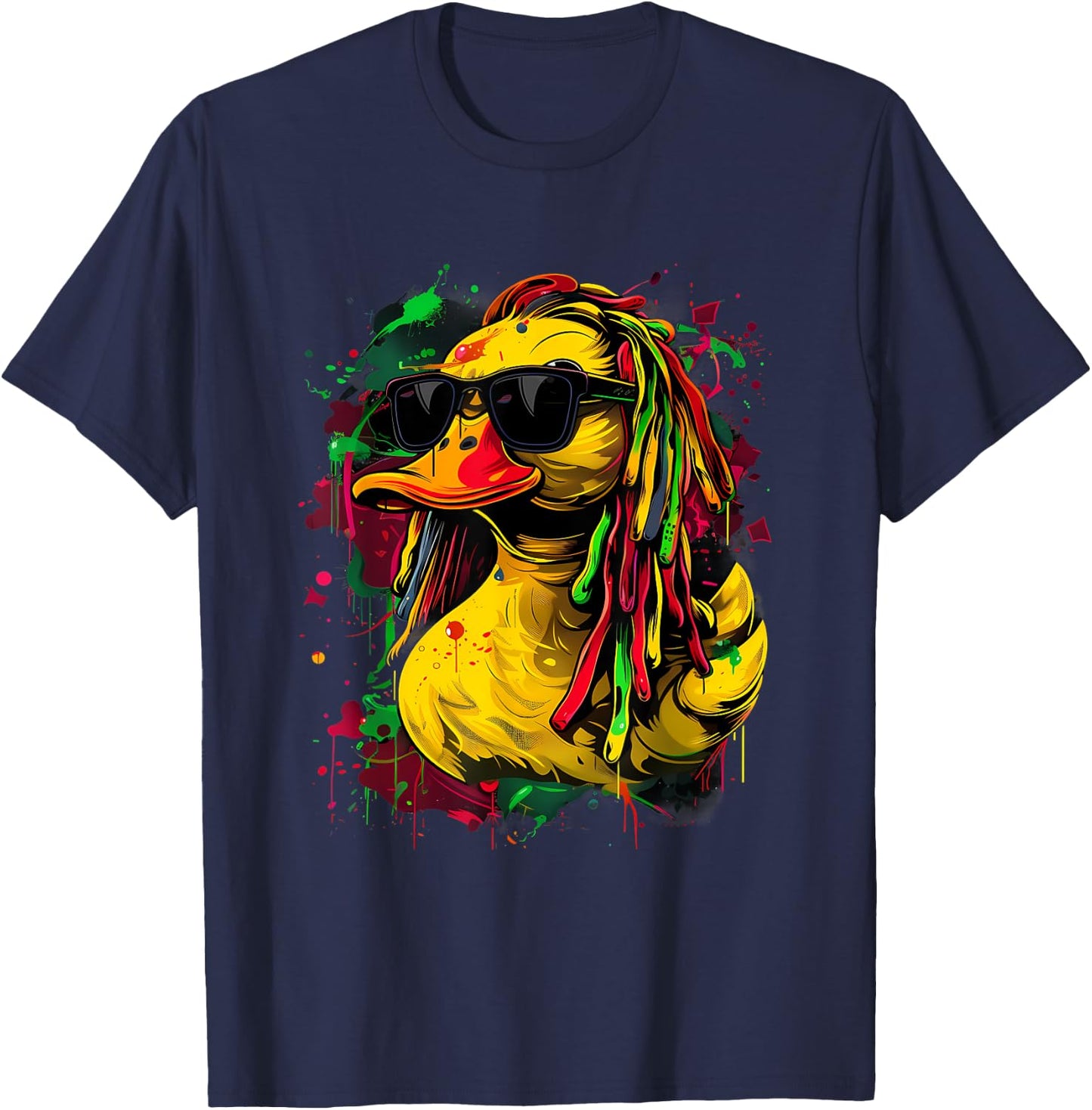 Jamaica Hippie Rasta Reggae Music Reggae Rubber Duck T-Shirt - T-Shirt | Navy