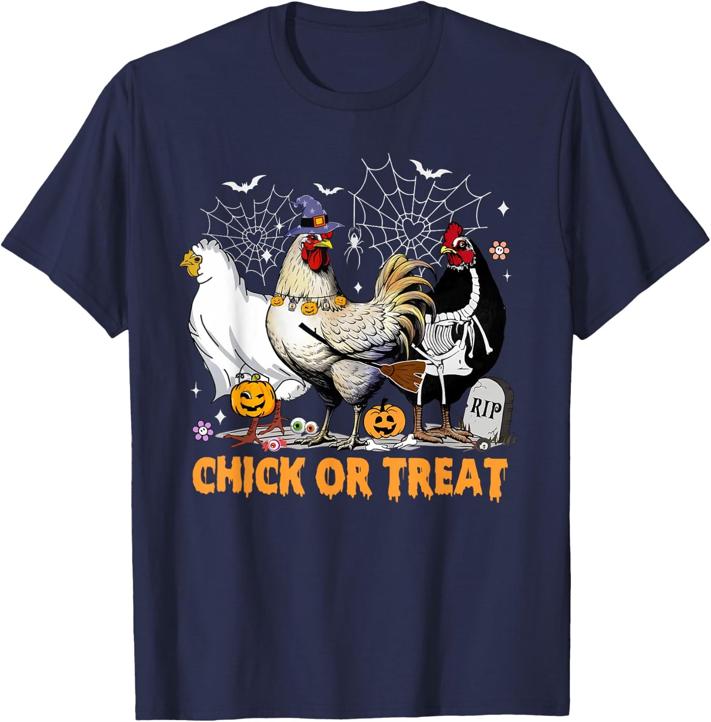 Halloween Chicken Pumpkin Chick Or Treat Spooky Season T-Shirt - T-Shirt | Navy