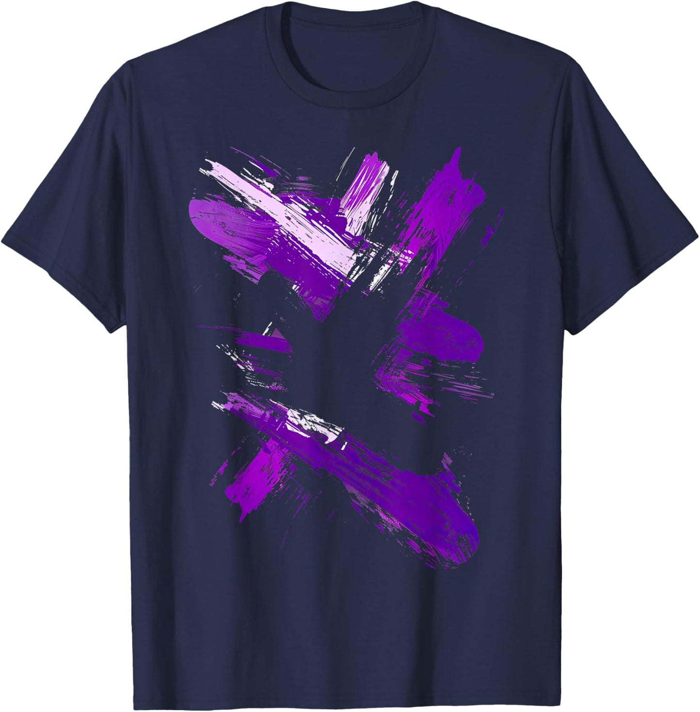 Purple And Black Brush Strokes T-Shirt - T-Shirt | Navy