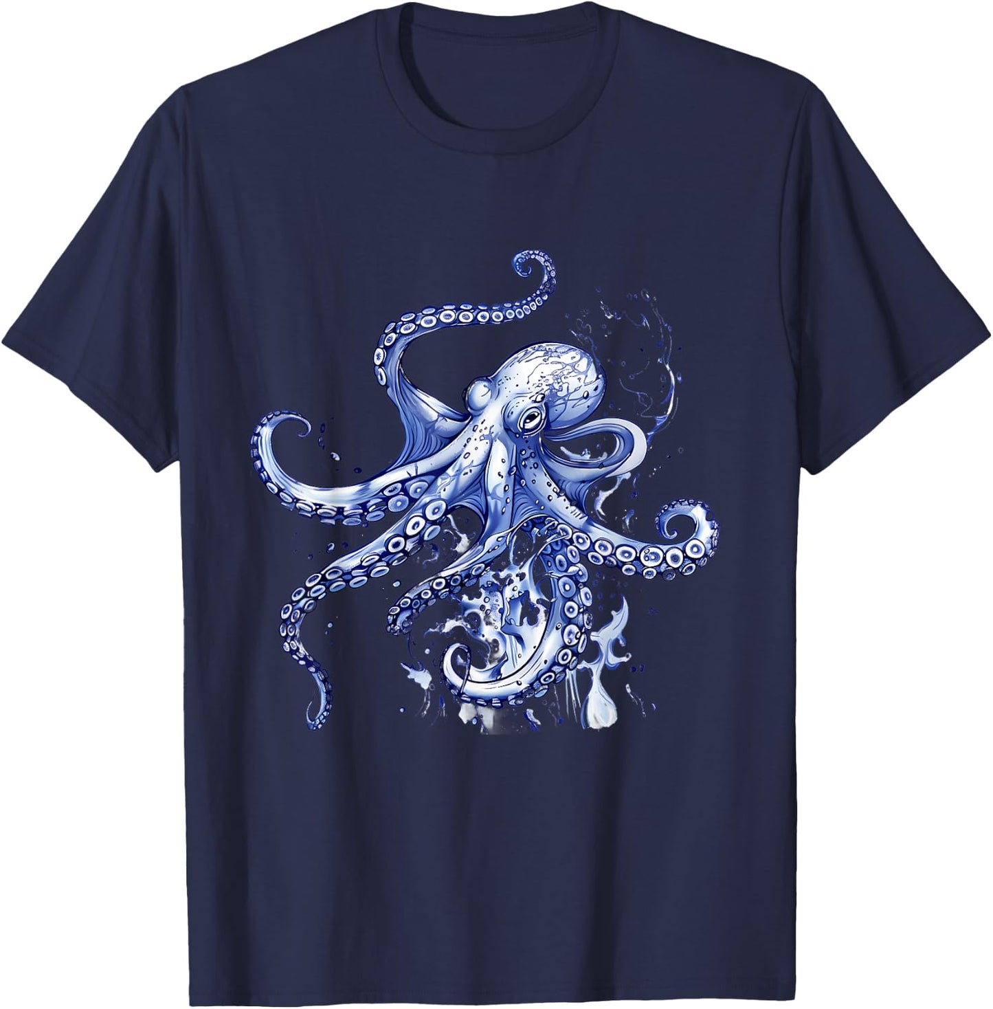Octopus Ocean Sea Animal Marine Mammal Sea Creature Motif T-Shirt - T-Shirt | Navy