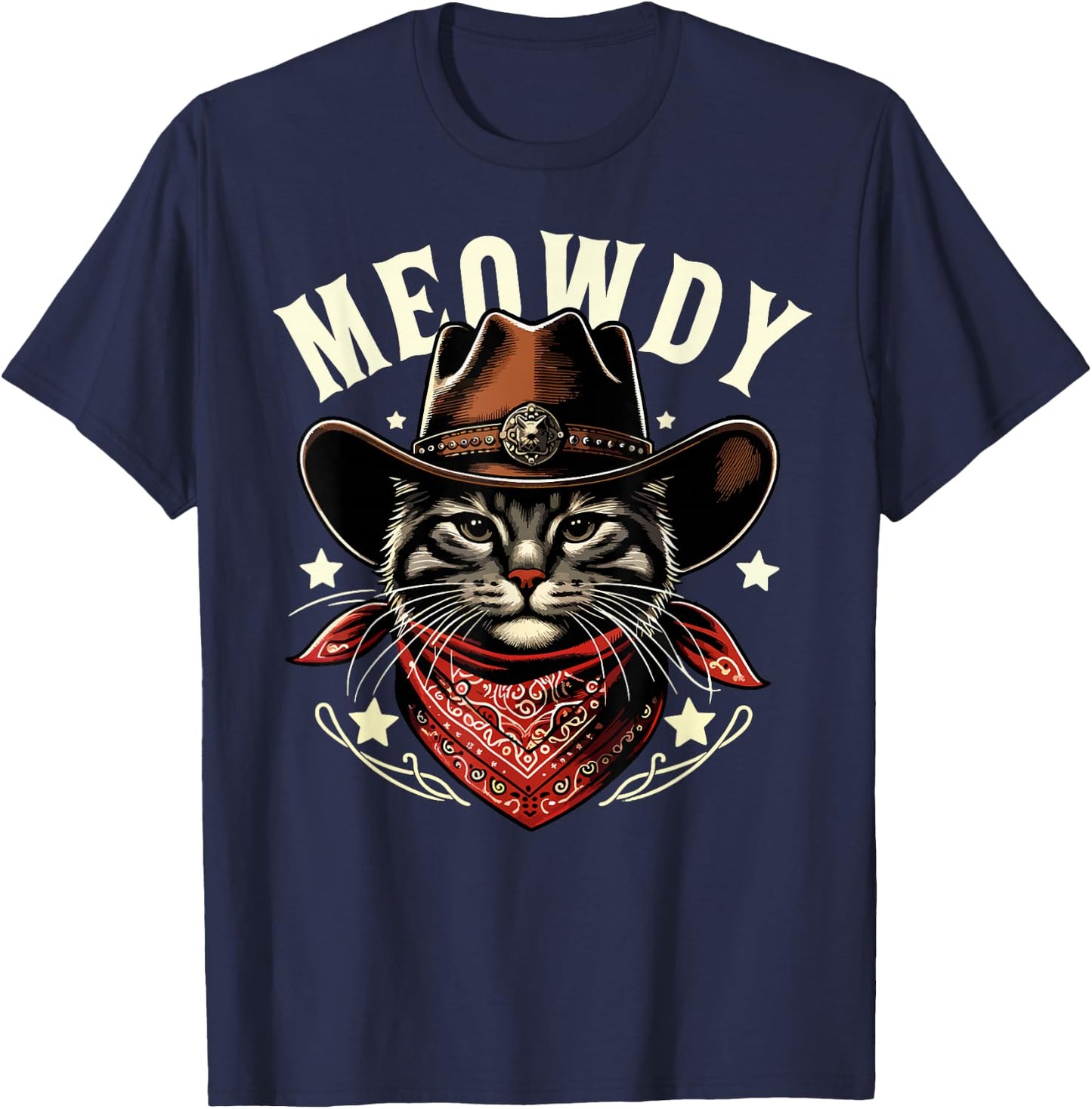 Cat Cowboy Funny Mashup Meowdy Western Country Music Cat T-Shirt - T-Shirt | Navy