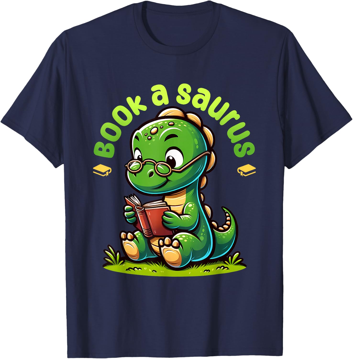 Book A Saurus Bookasaurus Dinosaur Book Girls Boys Toddler T-Shirt - T-Shirt | Navy