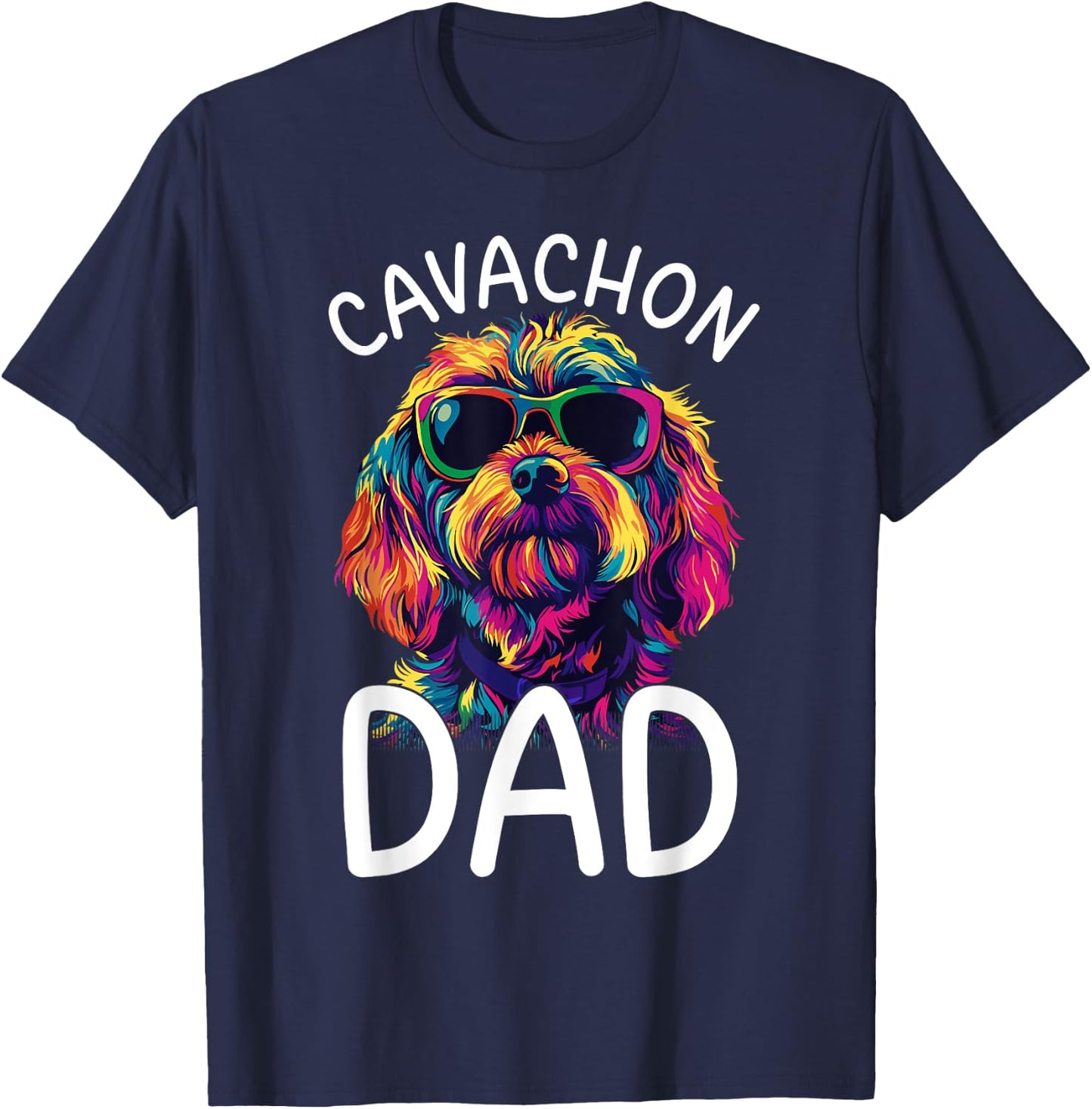 Cavachon Lovers Colorful Pop Art Cavachon Dad T-Shirt - T-Shirt | Navy