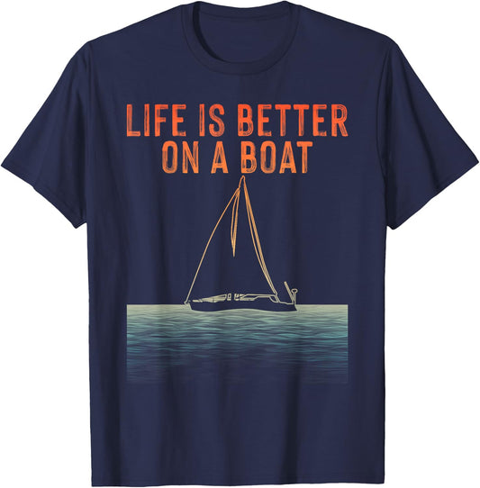 Sailing Design Women Sailor Boating Captain Sailboat T-Shirt - T-Shirt | Navy