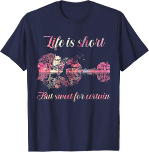 Life is Short But Sweet for Certain Guitar T-Shirt - T-Shirt | Navy