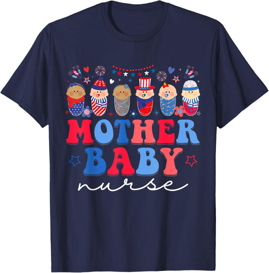 Mother Baby Nurse 4th Of July Postpartum Nursing Men T-Shirt - T-Shirt | Navy