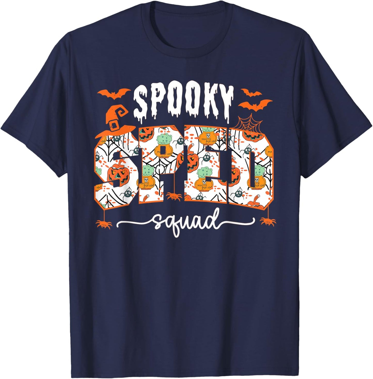 Spooky SPED Squad Special Education Teacher Halloween Ghost T-Shirt - T-Shirt | Navy