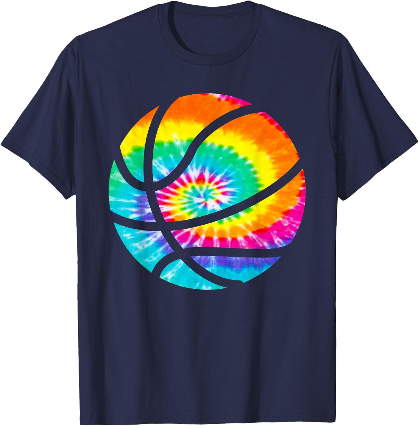 Basketball Tie Dye Shirt - Rainbow Trippy Hippie Shirt T-Shirt - T-Shirt | Navy