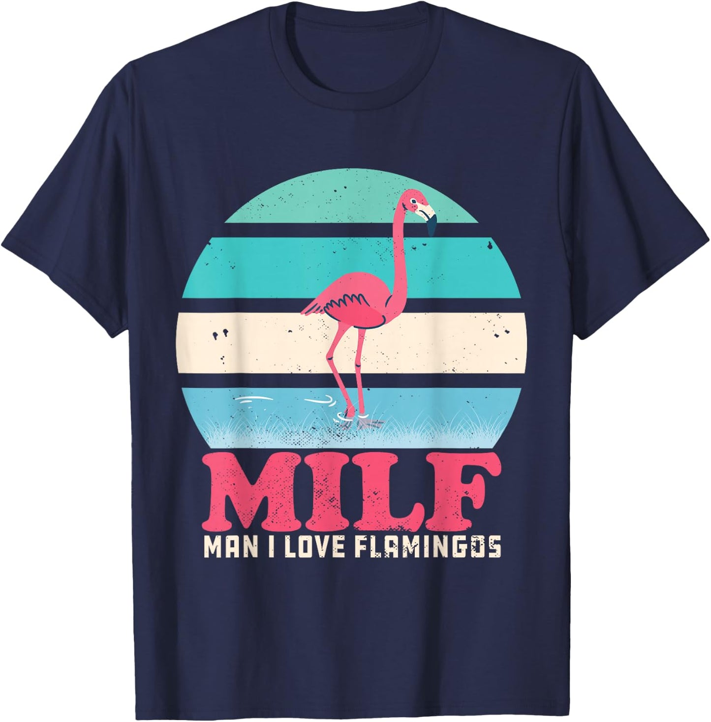I Love Flamingos Vintage T-Shirt - T-Shirt | Navy