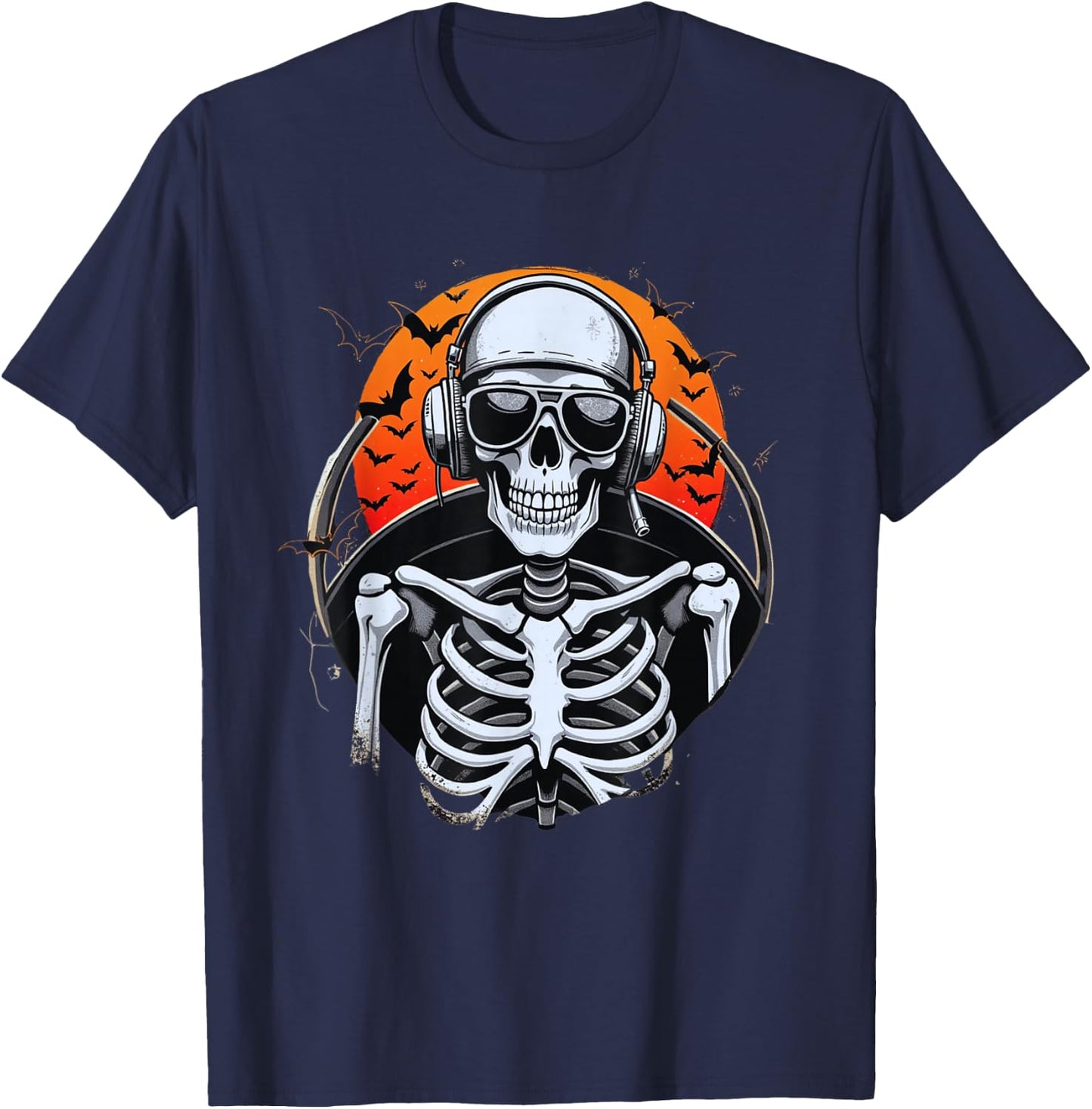 Skeleton pilot | Halloween airplane | Halloween pilot T-Shirt - T-Shirt | Navy