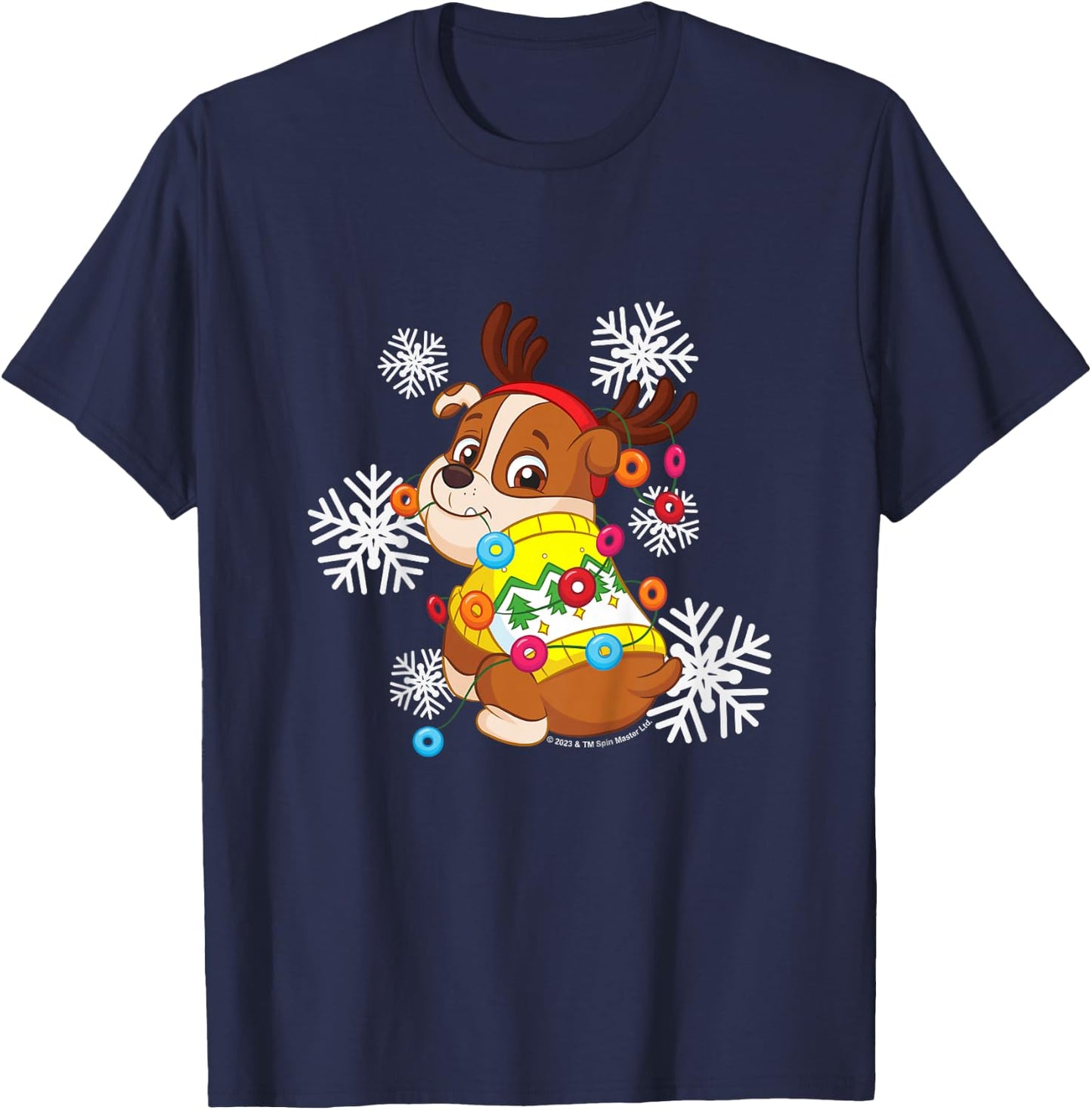 PAW Patrol Christmas Rubble Dressed As Reindeer Cute T-Shirt - T-Shirt | Navy