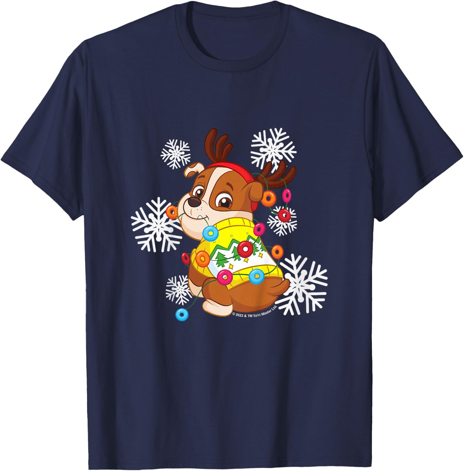 PAW Patrol Christmas Rubble Dressed As Reindeer Cute T-Shirt - T-Shirt | Navy