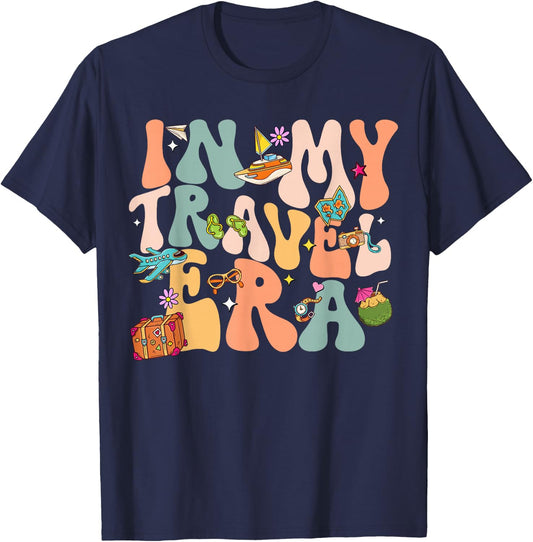 In My Travel Era Airplane Adventure In My Travel Era Airplane Adventure For Family Vacation Trip T-Shirt - T-Shirt | Navy