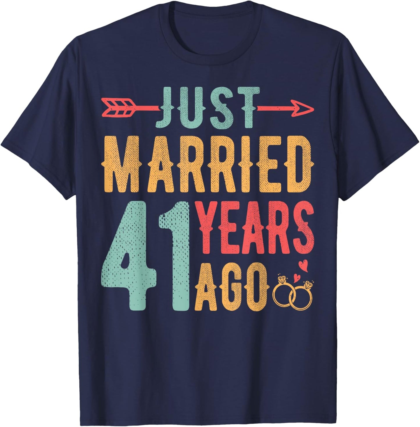 Just Married 41 Years Ago - 41th Wedding Anniversary Couple T-Shirt - T-Shirt | Navy