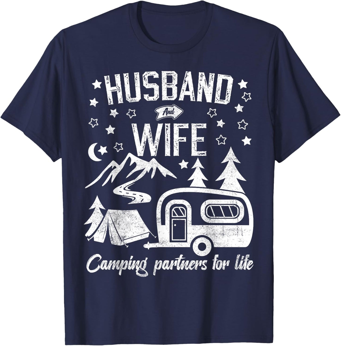 Husband and Wife Camping Partners for Life Funny Matching T-Shirt - T-Shirt | Navy