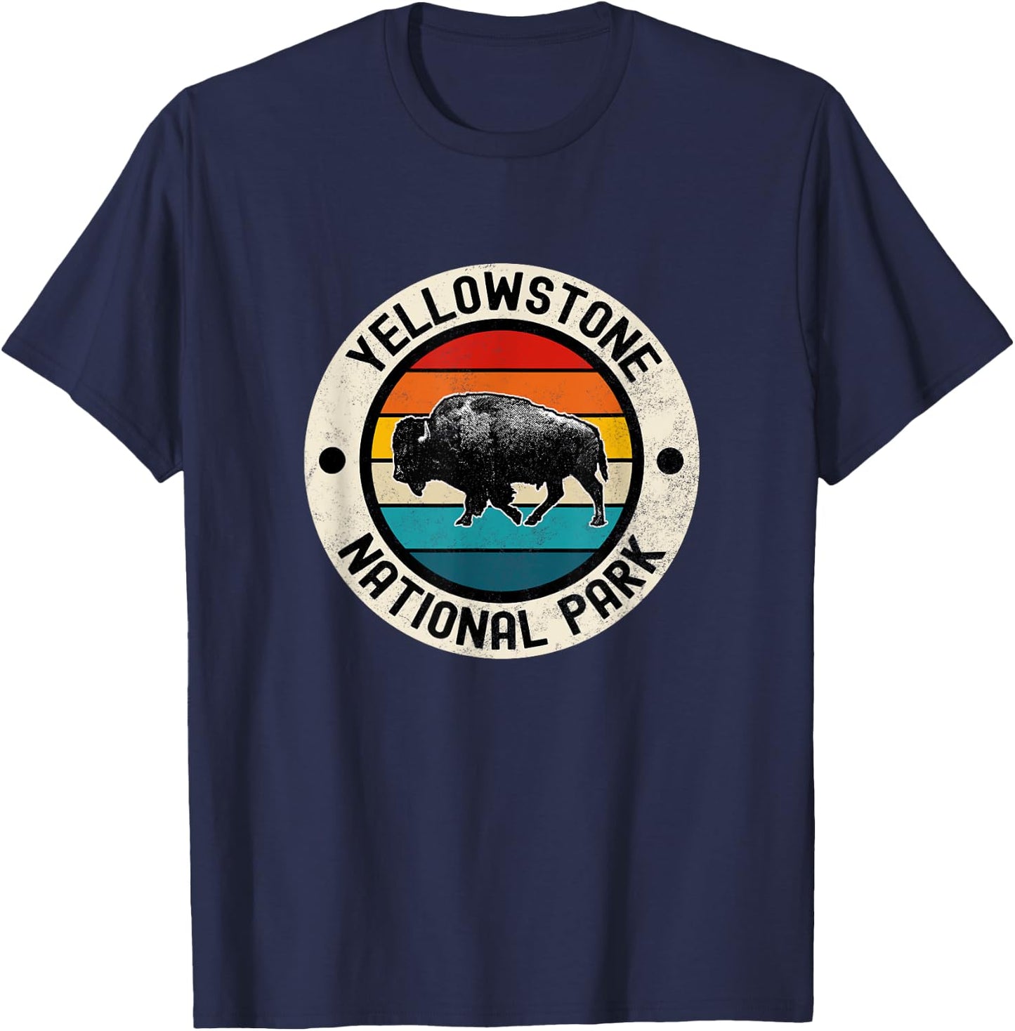 Vintage Yellowstone National Park Graphic Print , Small, Blue T-Shirt - T-Shirt | Navy