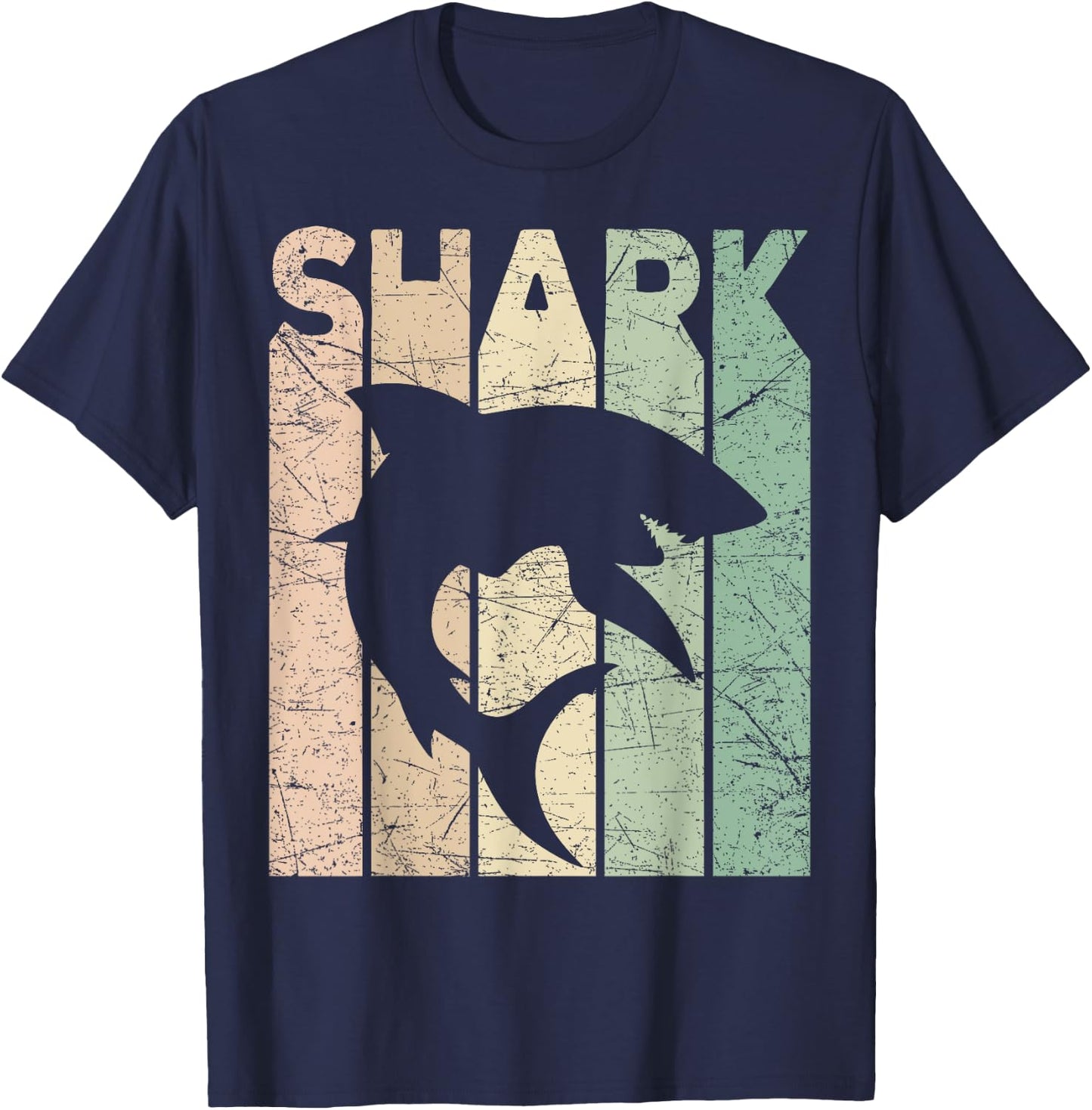 Shark Vintage Marine Animal Shark Lover Retro Oceanography T-Shirt - T-Shirt | Navy
