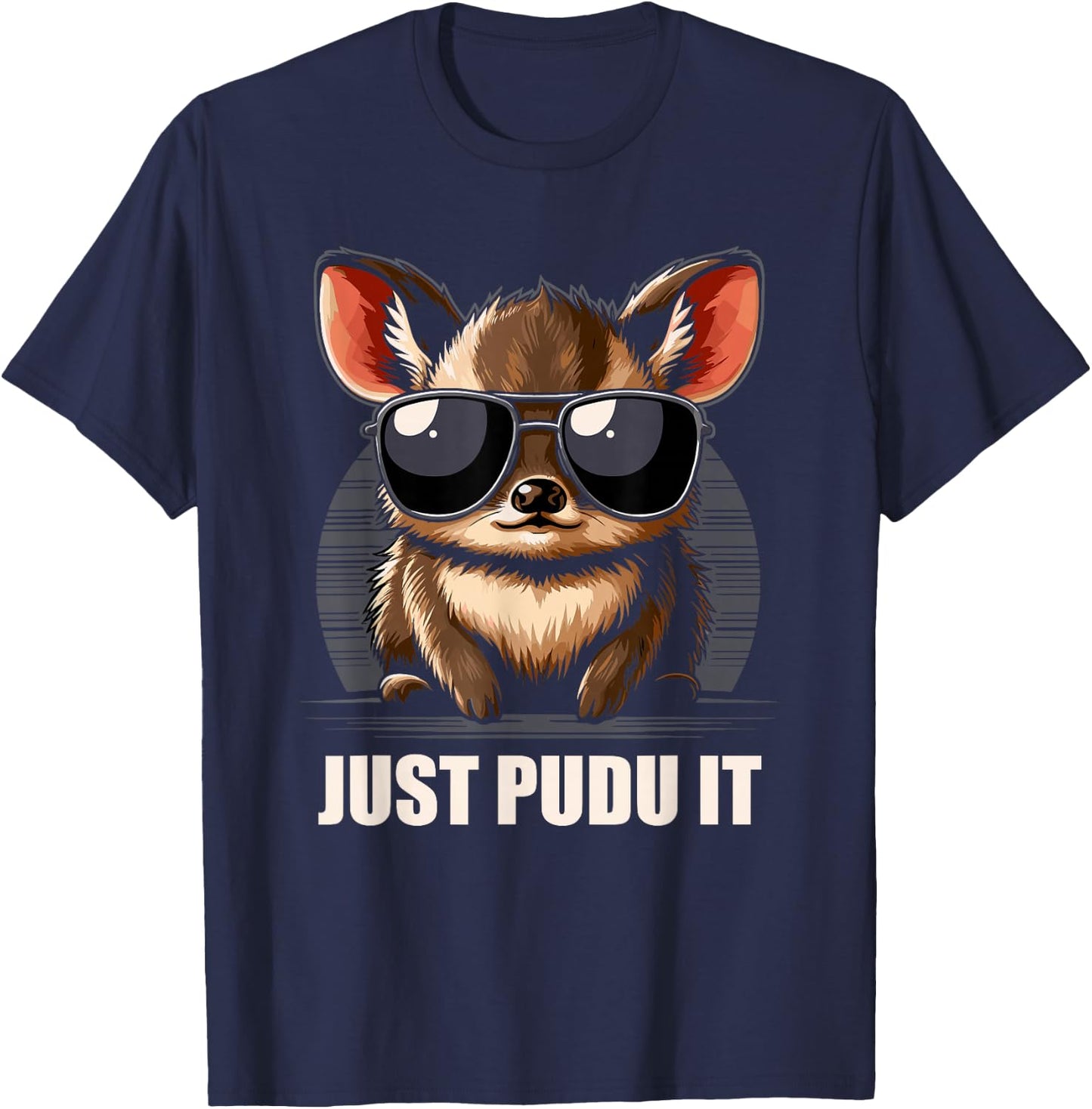 Cute Pudu Deer South America cartoon deer nature gift T-Shirt - T-Shirt | Navy
