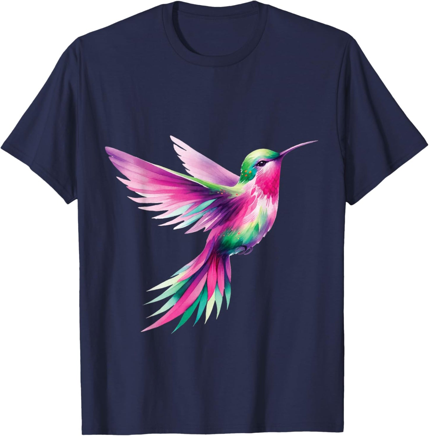 Colorful Hummingbird Lover Nature Graphic T-Shirt - T-Shirt | Navy