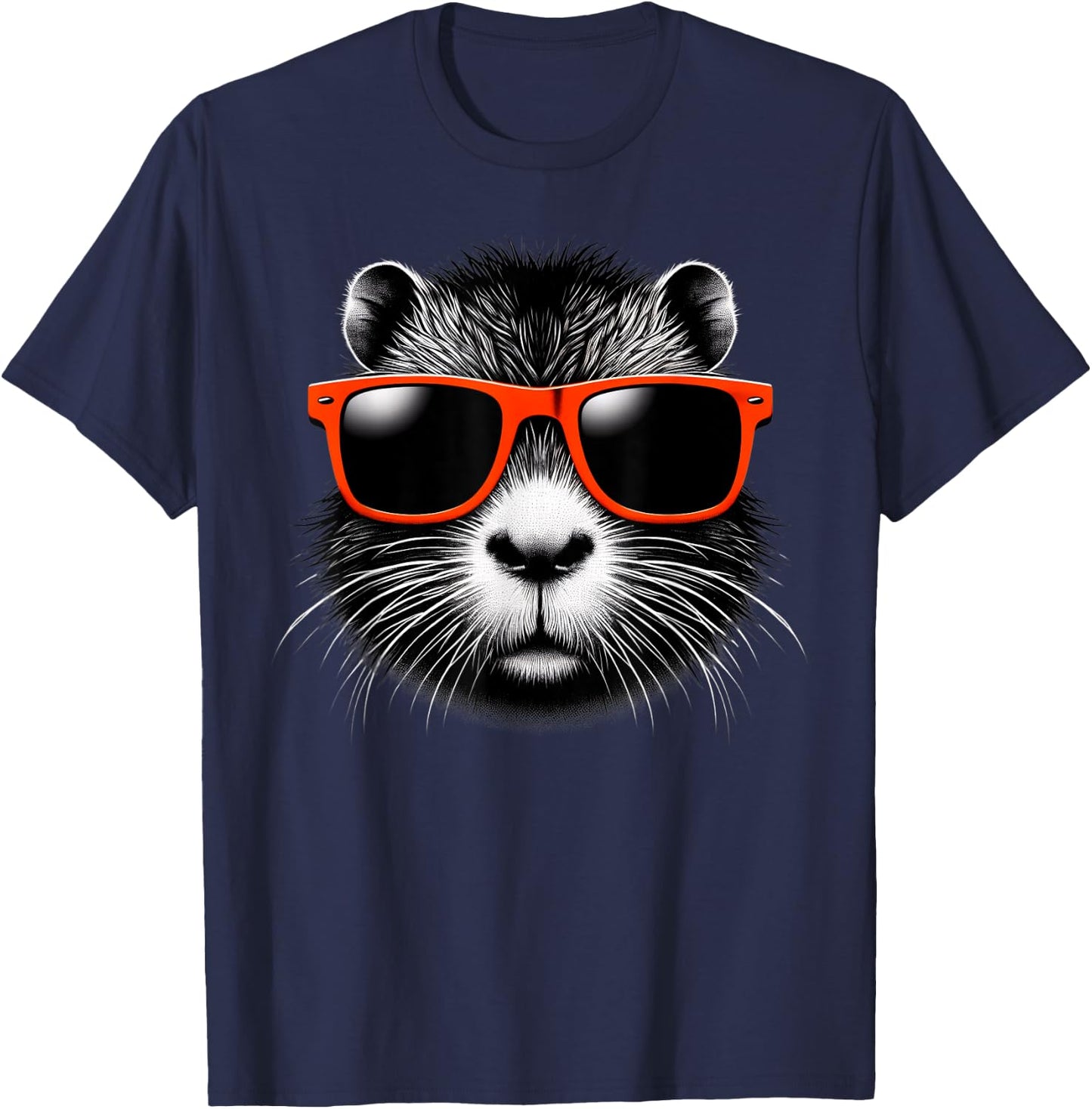 Cool Nutria Wearing Sunglasses Graphic Art T-Shirt - T-Shirt | Navy