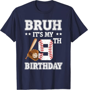 Bruh It's My 9th Birthday 9 Year Old Baseball Player T-Shirt - T-Shirt | Navy