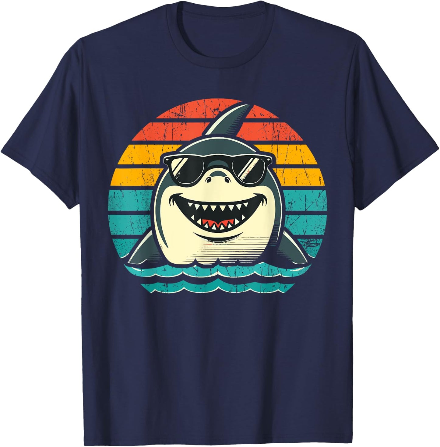 Shark with Sunglasses Animal Shark T-Shirt - T-Shirt | Navy