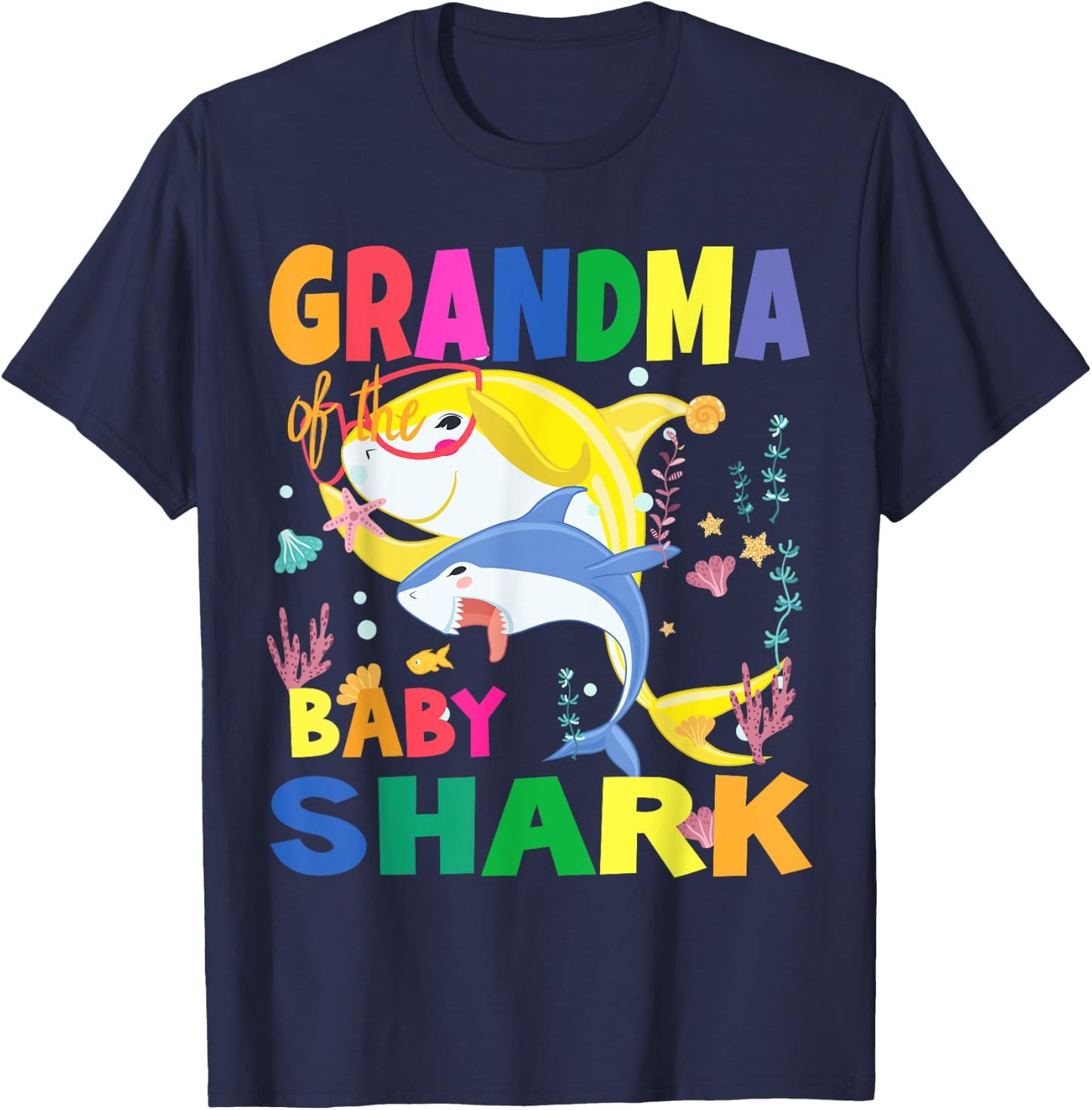 Birthday Shark Grandma of Birthday Shark birthday matching T-Shirt - T-Shirt | Navy