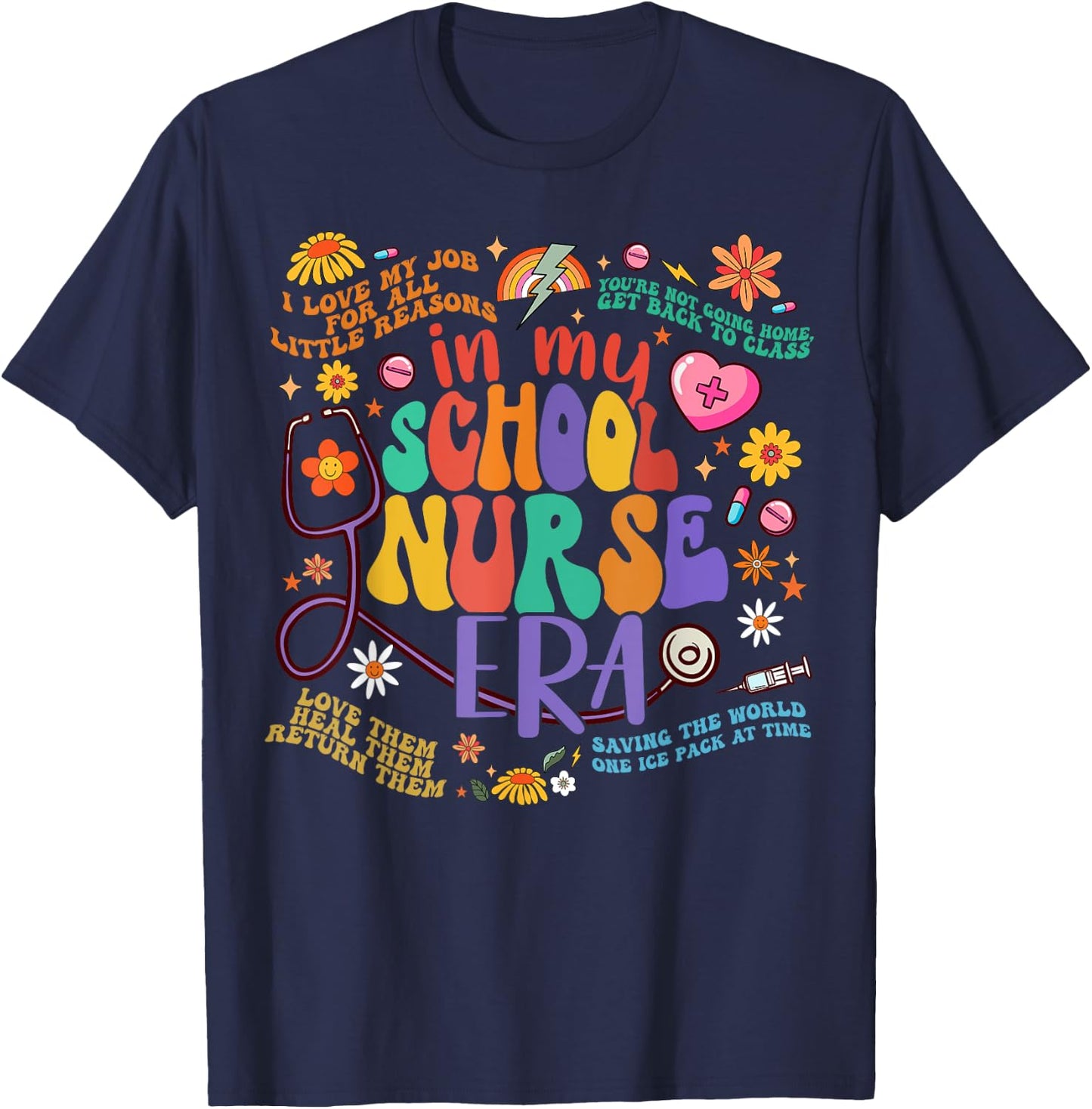 Women In My School Nurse Era School Nurse Week 2024 T-Shirt - T-Shirt | Navy