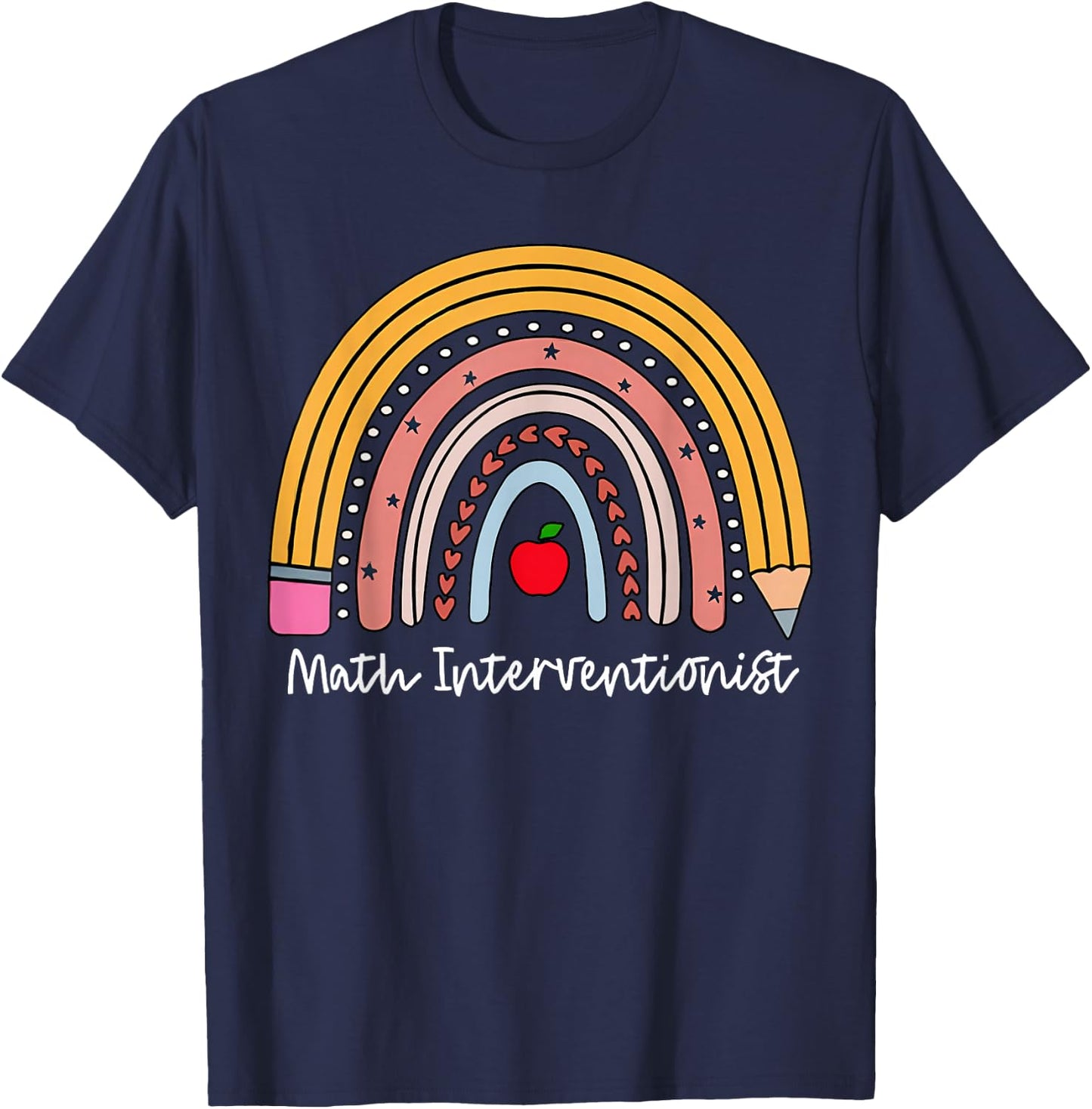 Rainbow Math Interventionist Math Squad Mathematics Teacher Men Women T-Shirt - T-Shirt | Navy