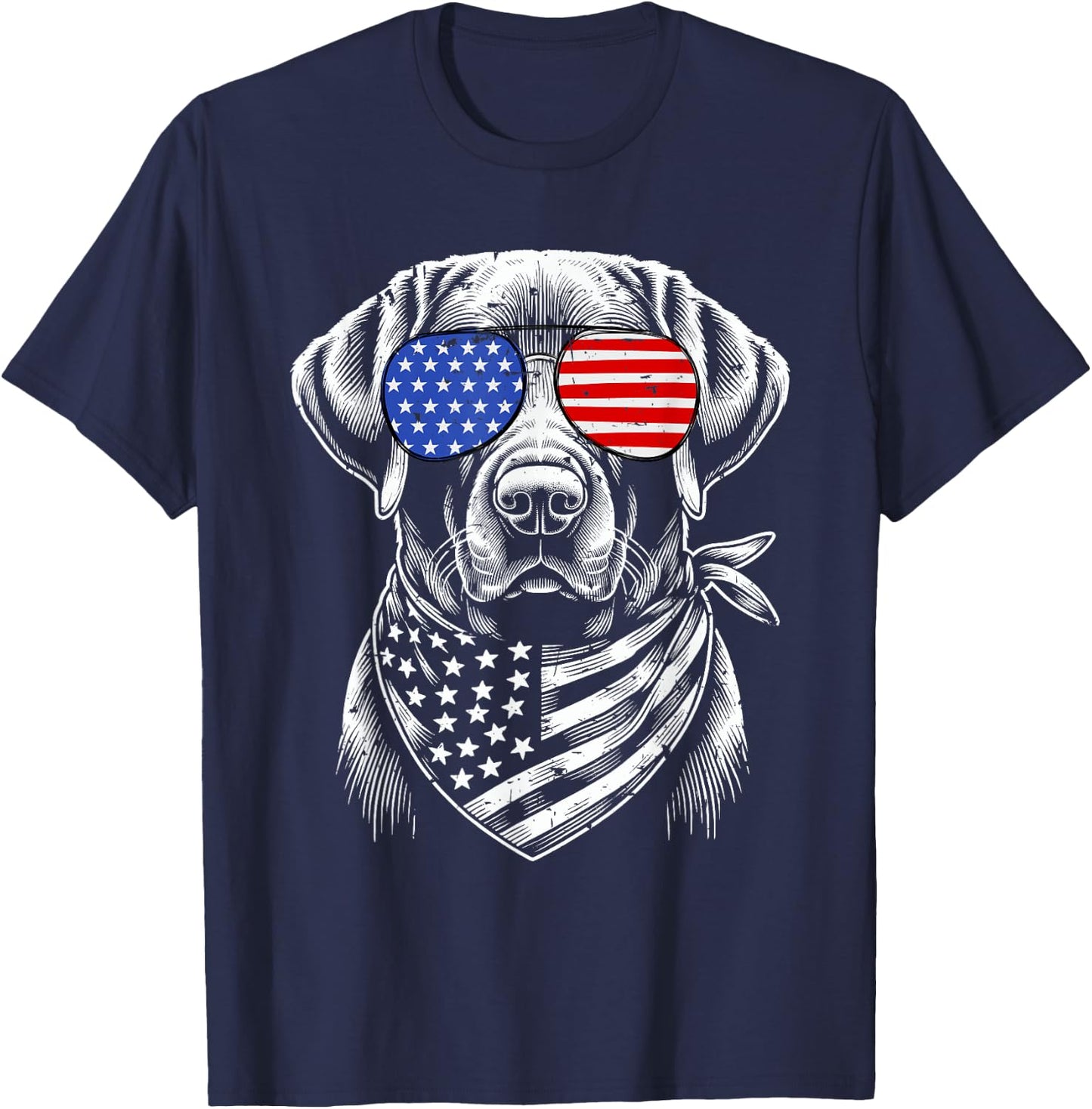 Labrador Retriever Patriotic 4th of July American US Flag Kids Men T-Shirt - T-Shirt | Navy