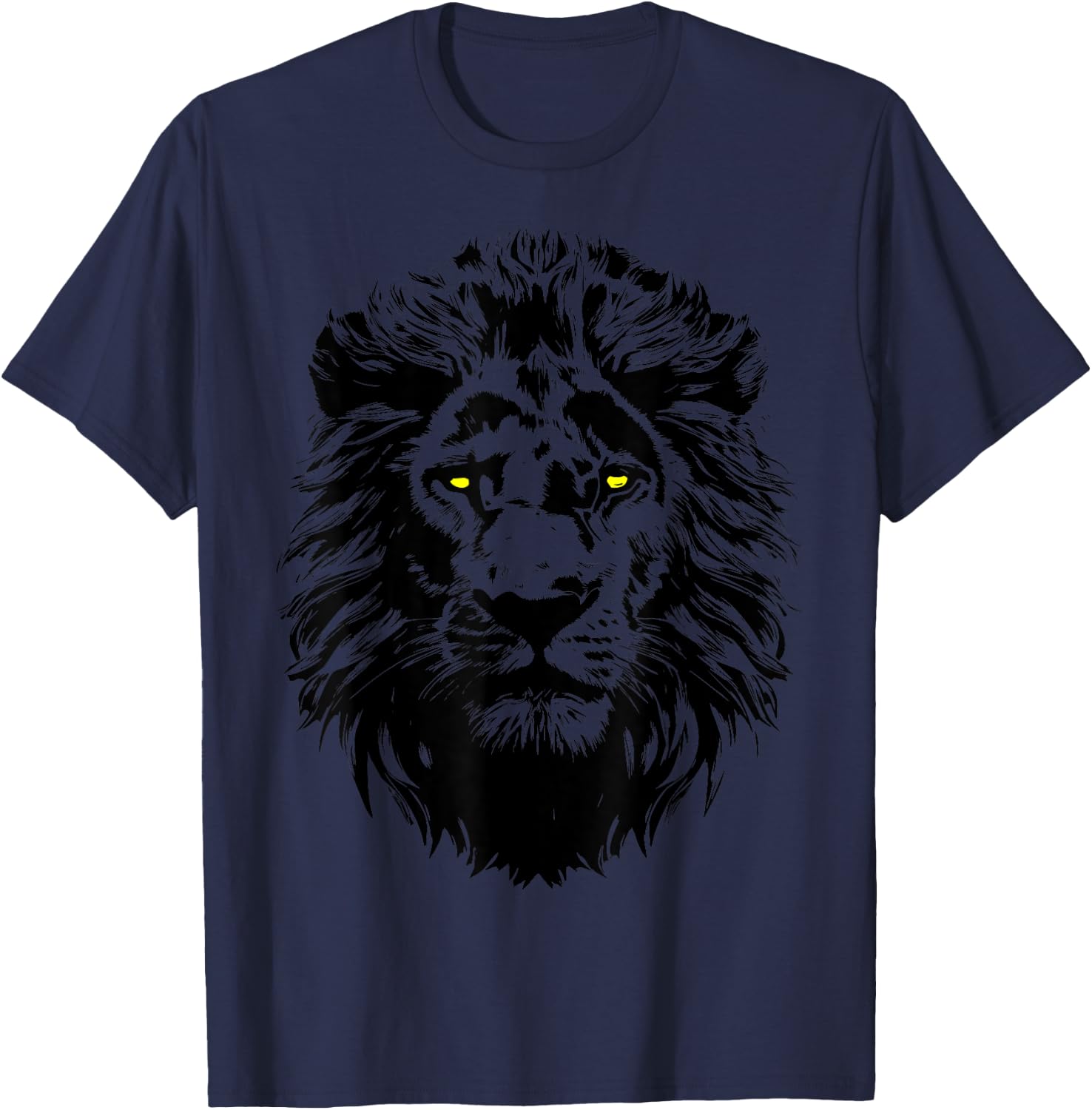Lion, Gazing Eyes Lion Head, Lion Face, Lion Head T-Shirt - T-Shirt | Navy