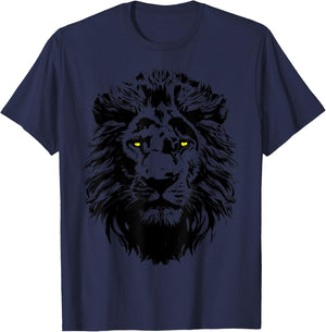 Lion, Gazing Eyes Lion Head, Lion Face, Lion Head T-Shirt - T-Shirt | Navy