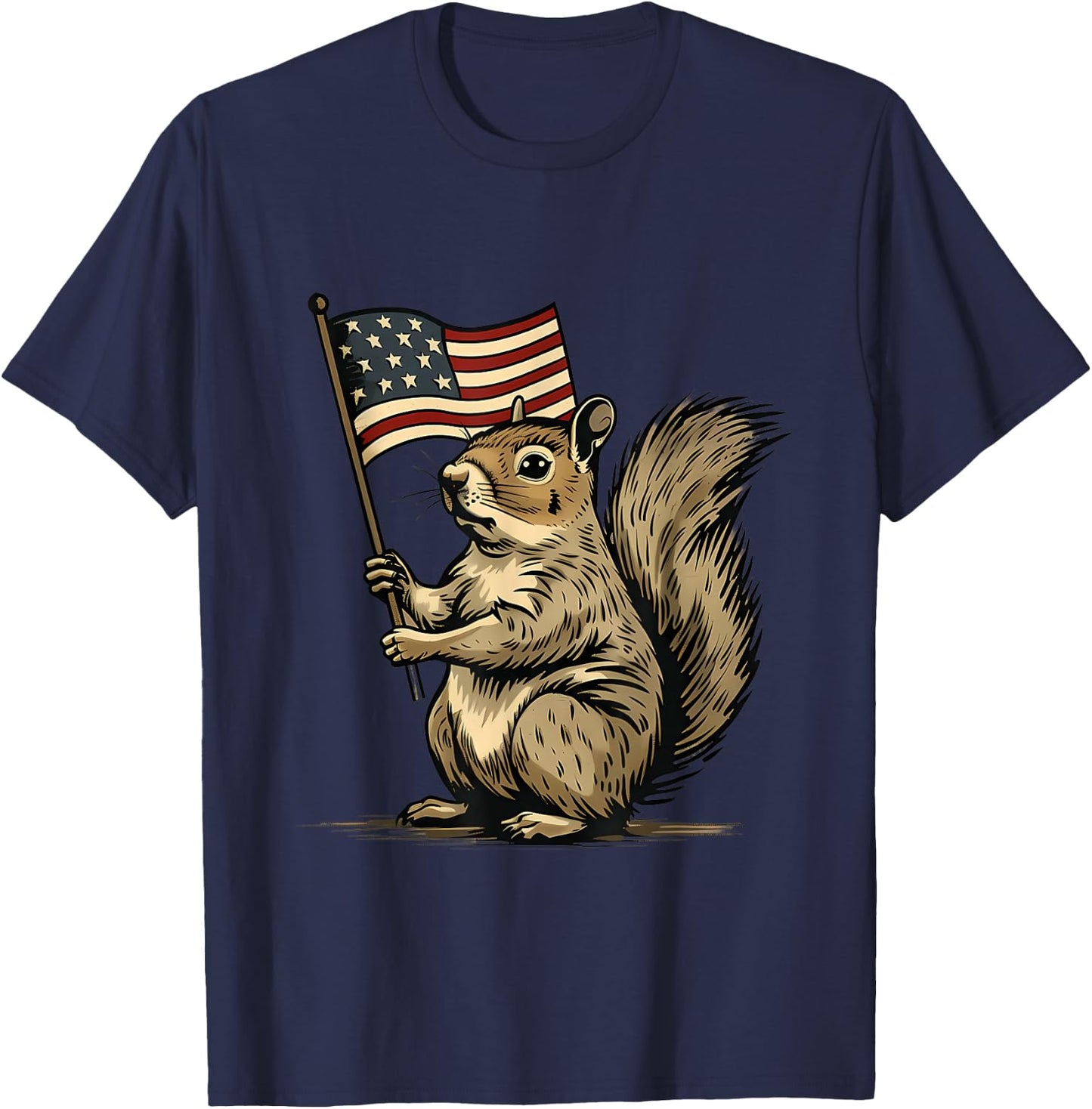 Fourth of July 4th of July Patriotic American Flag Squirrel T-Shirt - T-Shirt | Navy