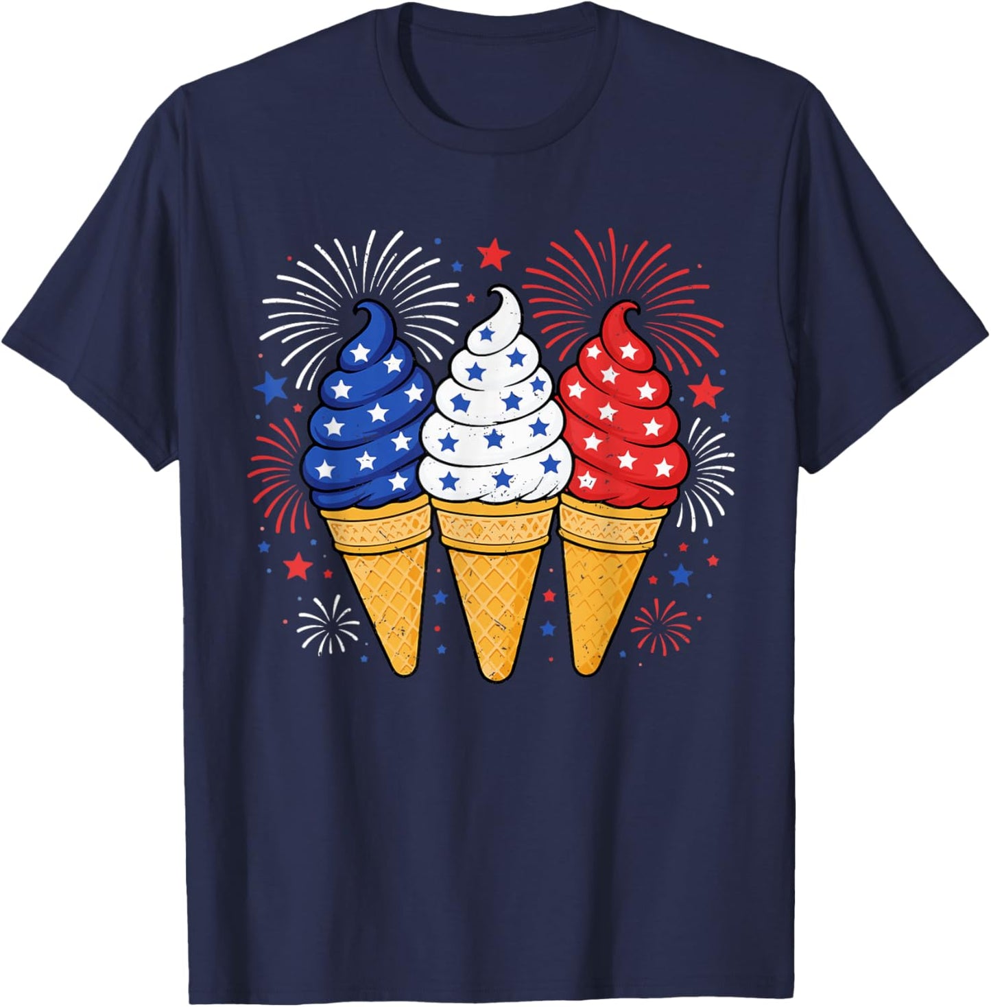 Ice Cream Patriotic American USA Flag Fourth of July Kids T-Shirt - T-Shirt | Navy