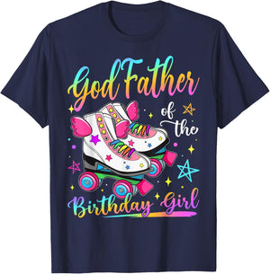 GodFather Of The Birthday Girl Rolling Skate Family Matching T-Shirt - T-Shirt | Navy