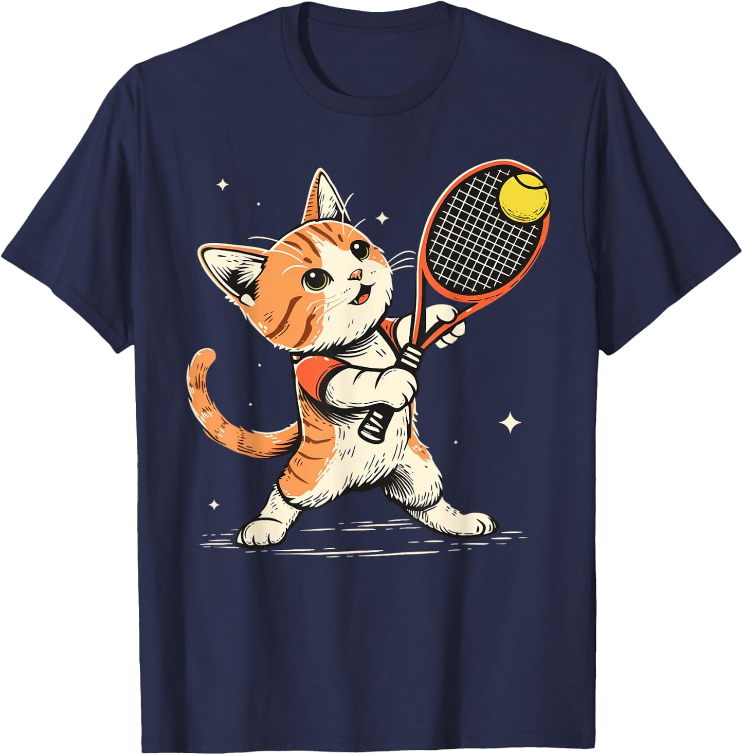 Tennis player Cat on Tennis T-Shirt - T-Shirt | Navy