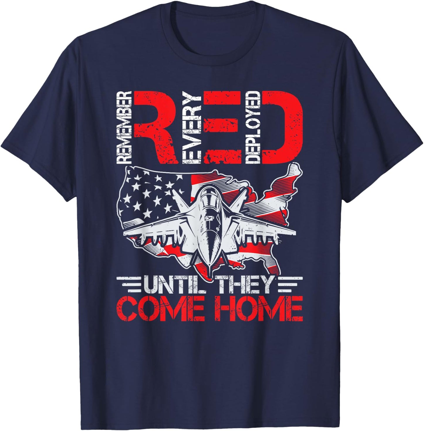 On Friday We Wear Red Remembers Everyone Deployed USA Flag T-Shirt - T-Shirt | Navy