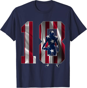 Number 18 Years Football 18th Birthday T-Shirt - T-Shirt | Navy