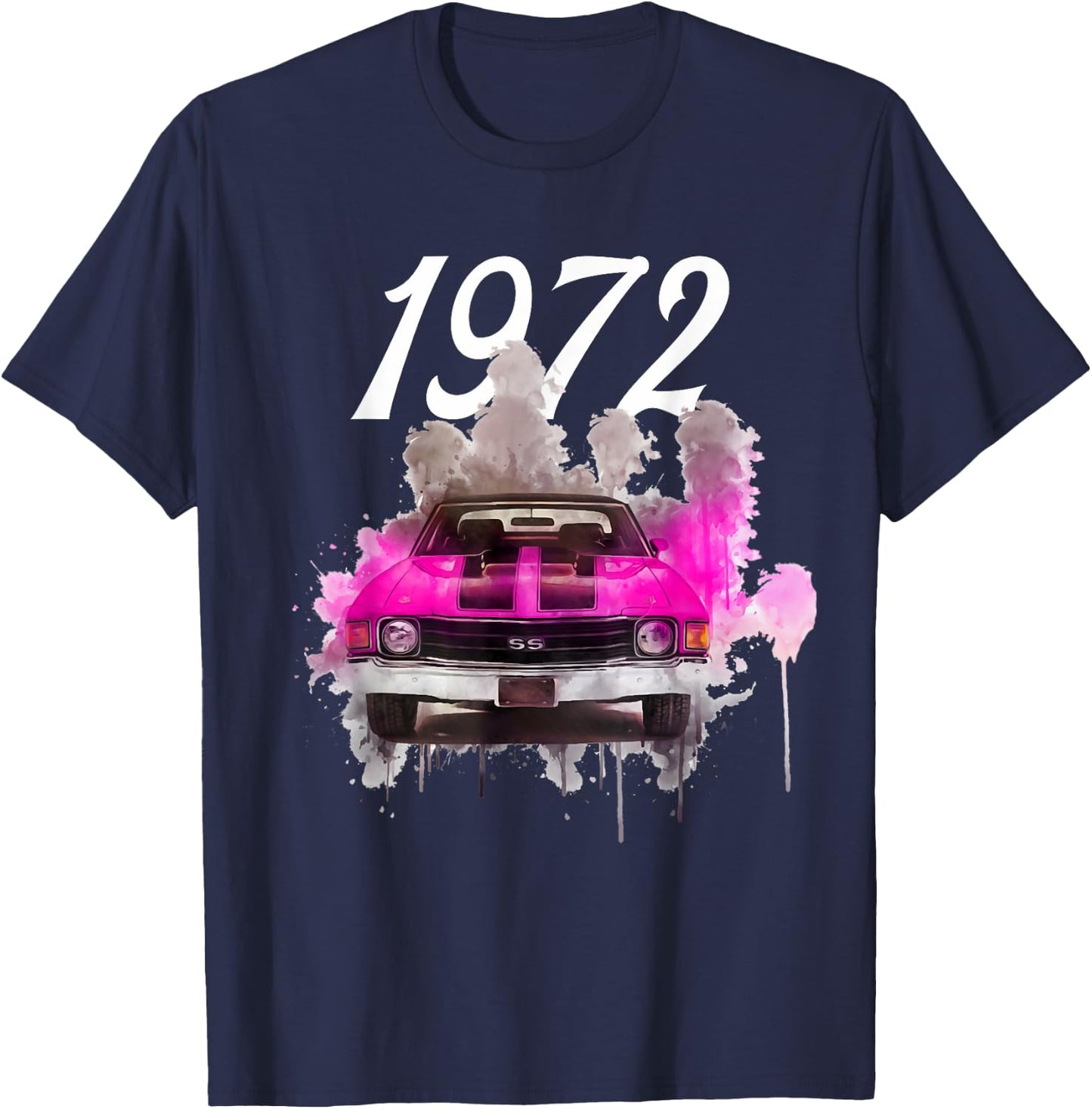 1972 72 Chevelle SS Trending Chevys Muscle Pink Car T-Shirt - T-Shirt | Navy