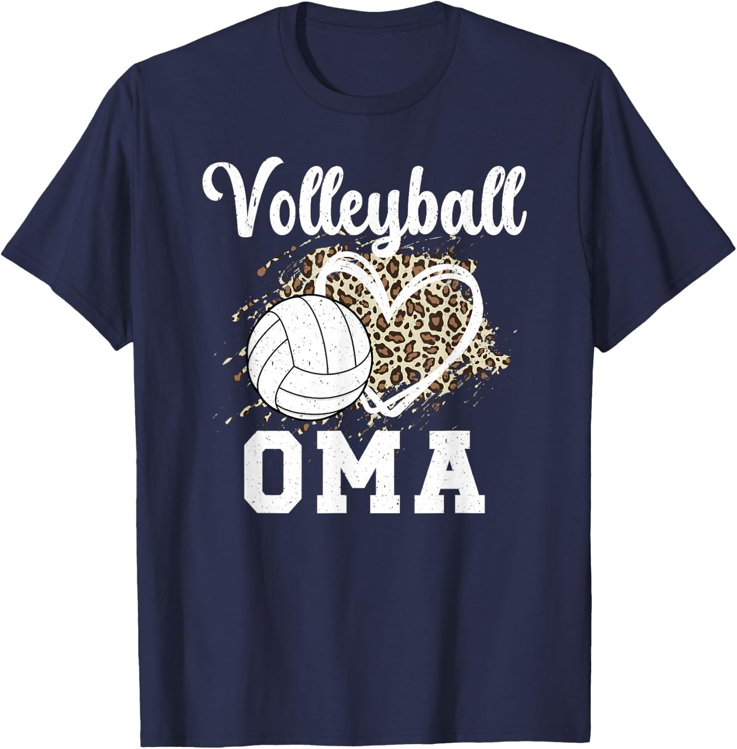 Volleyball Oma Leopard Grandma Oma Of A Volleyball Player T-Shirt - T-Shirt | Navy