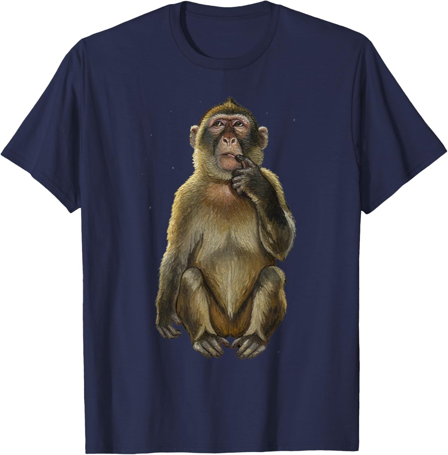 Funny Thinking Monkey Memes Brainrot T-Shirt - T-Shirt | Navy