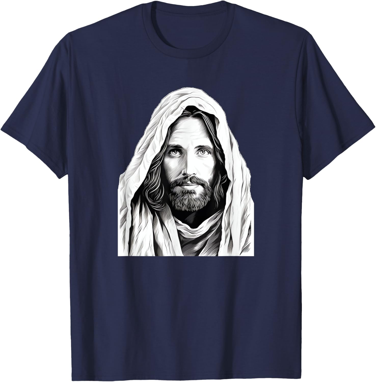 Jesus Christ Bible Sketch Face Of Jesus Funny Meme T-Shirt - T-Shirt | Navy
