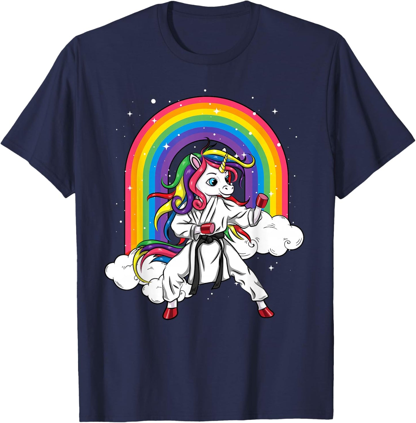 Rainbow Unicorn Karate Taekwondo MMA Judo Kids Girl T-Shirt - T-Shirt | Navy