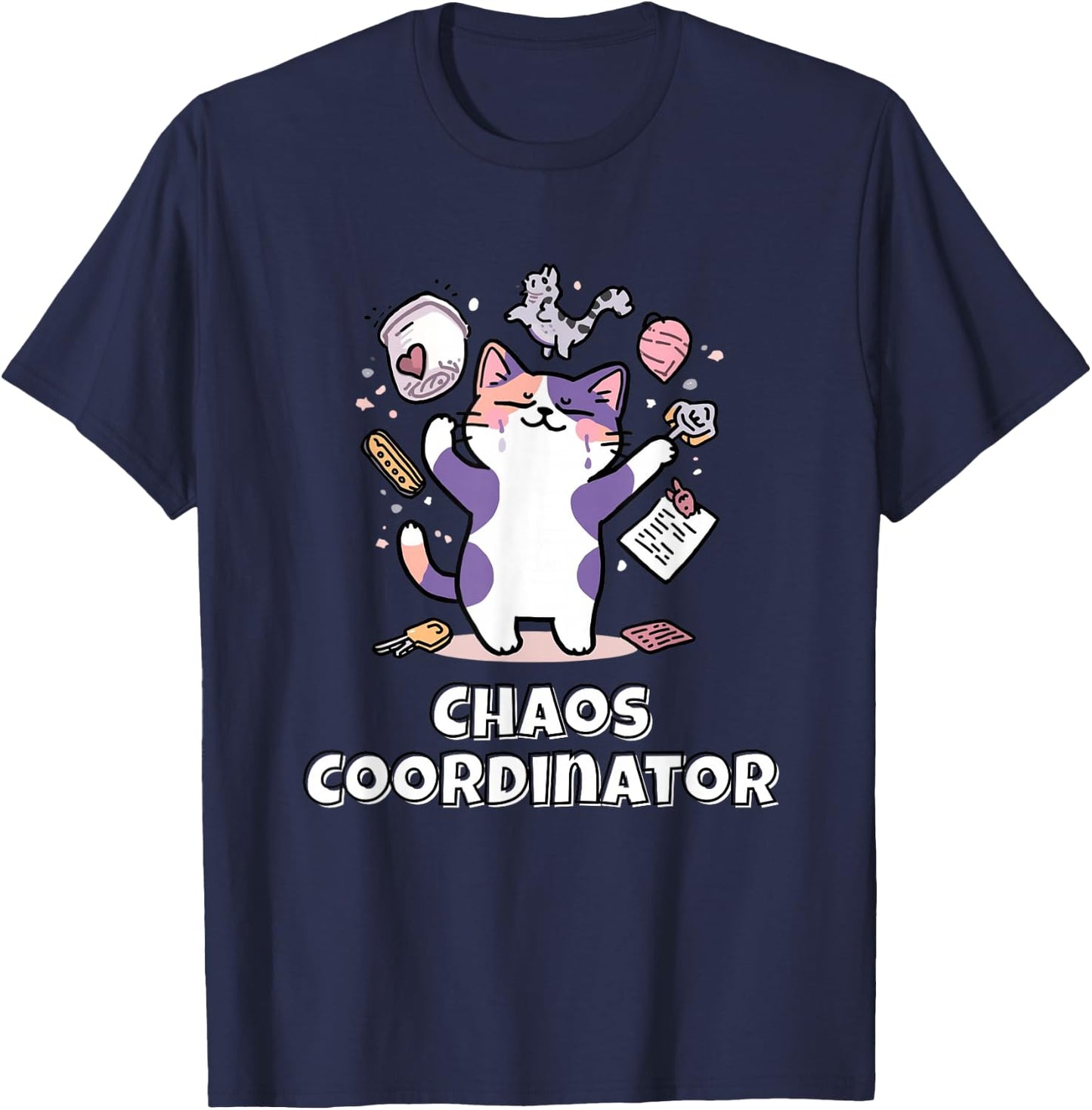 Chaos Coordinator Calico Cat T-Shirt - T-Shirt | Navy