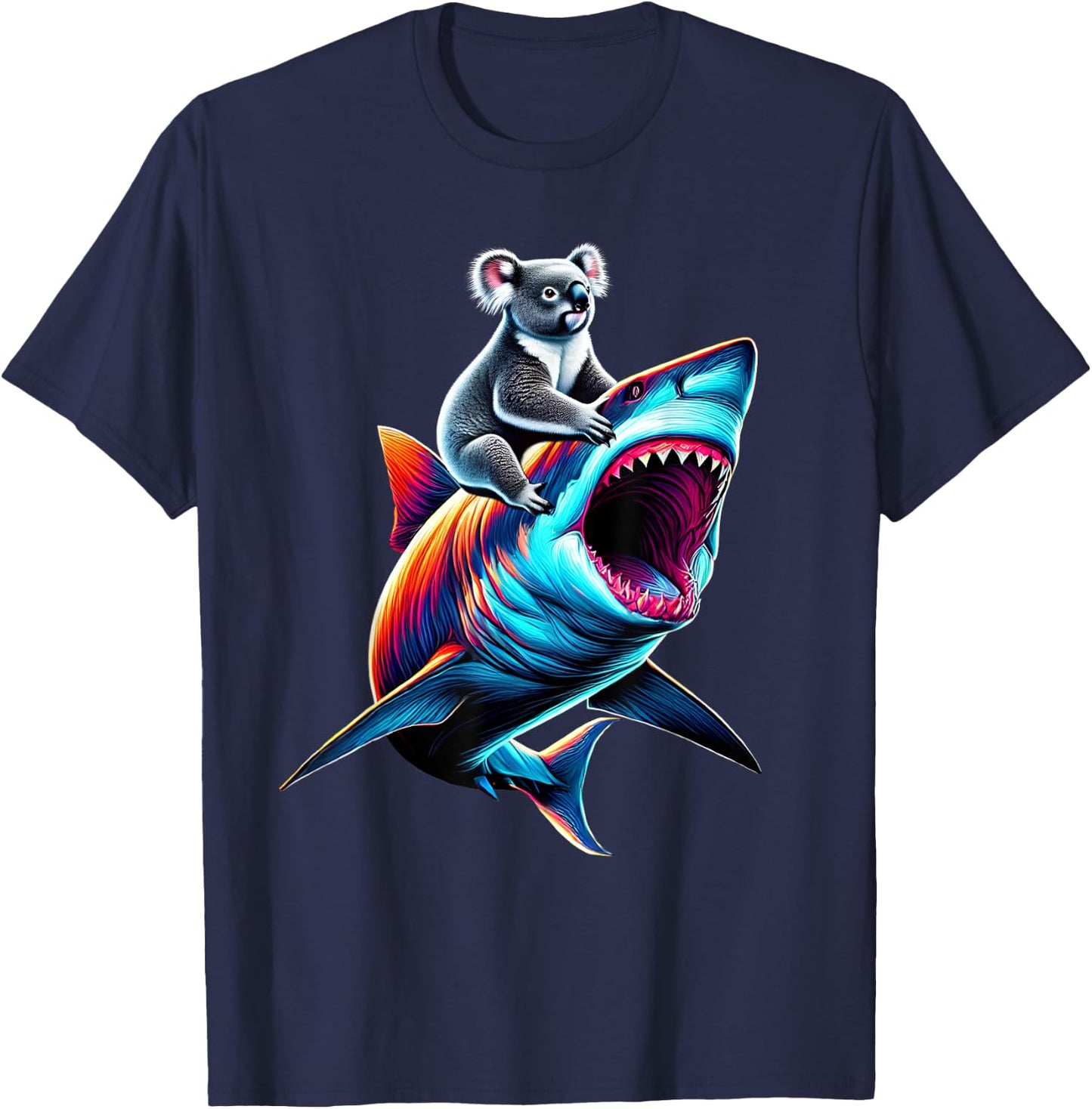 Funny Koala Riding Shark Koala Lover T-Shirt - T-Shirt | Navy