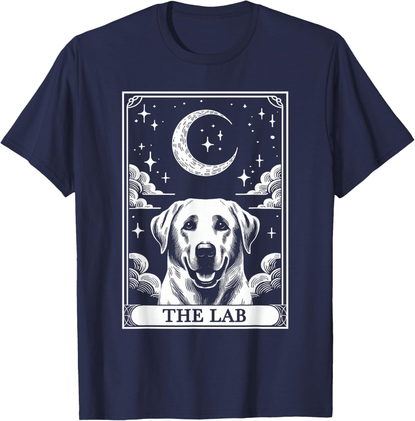 Tarot Card Vintage Crescent Moon Labrador Retriever Dog Mom T-Shirt - T-Shirt | Navy