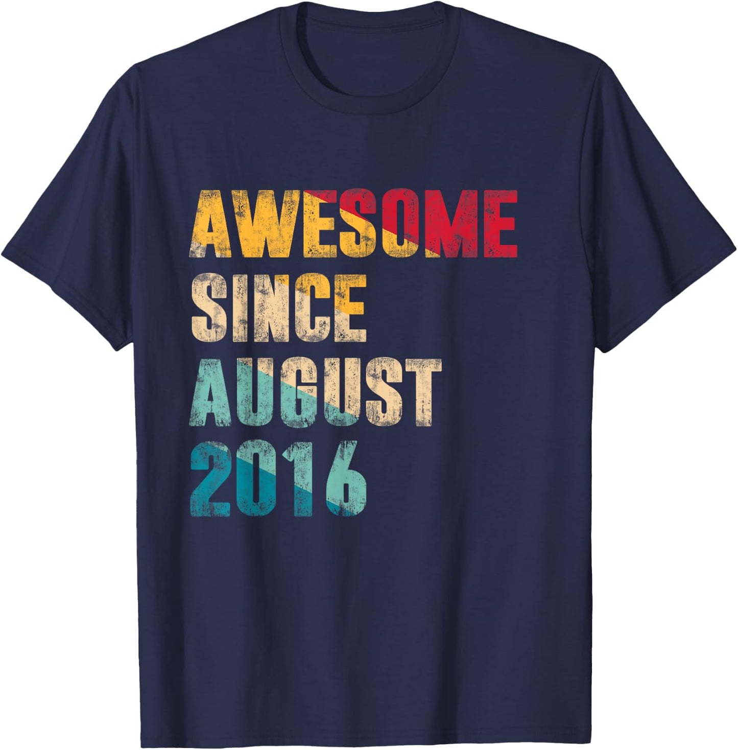8 Years Old Bday Gift Awesome Since August 2016 8th Birthday T-Shirt - T-Shirt | Navy