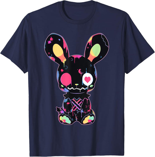 Goth Bunny Kawaii Rabbit Cute Gothic Outfit E-Girl Grunge T-Shirt - T-Shirt | Navy
