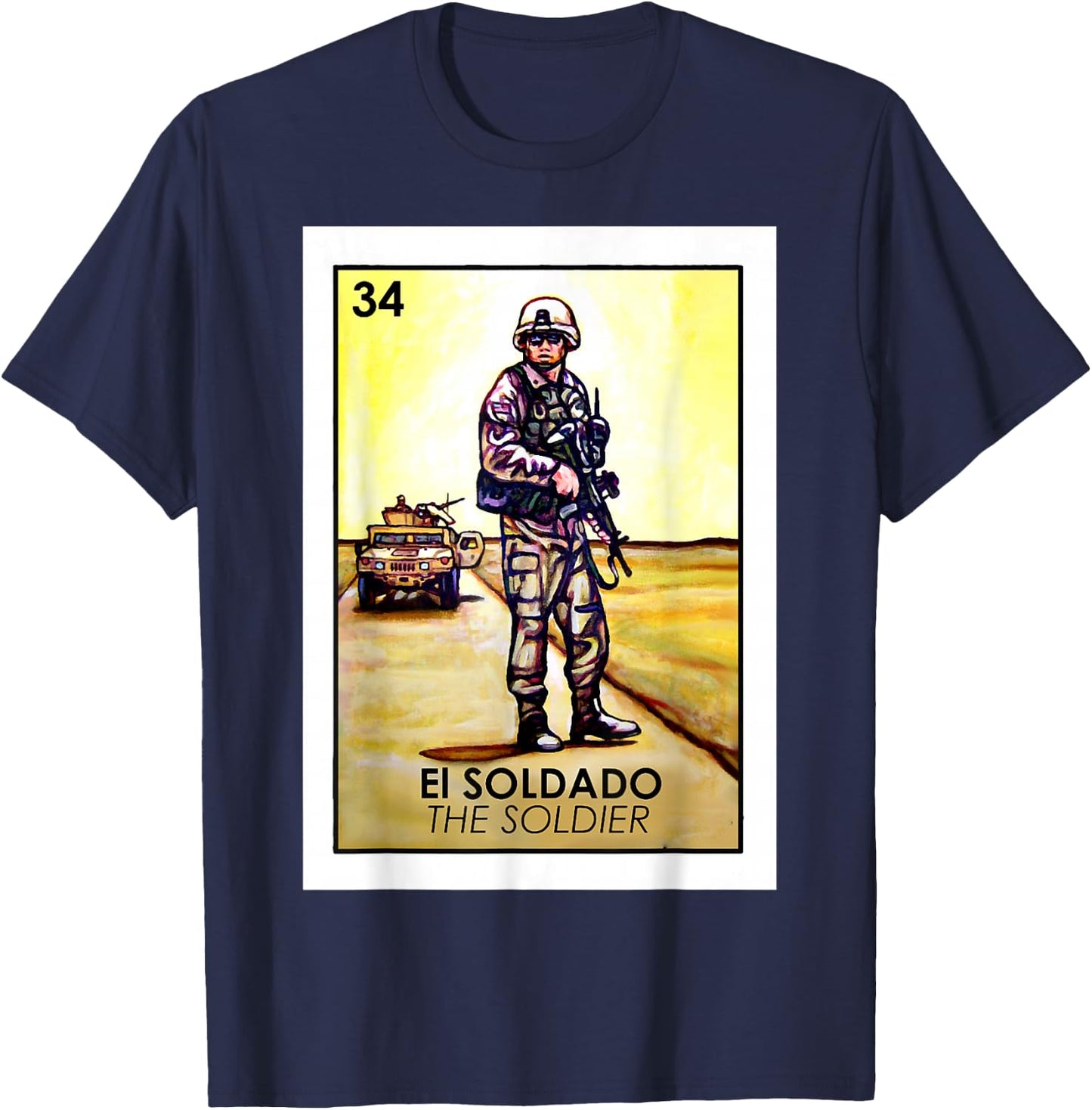 El Soldado Card Mexican Lottery Card T-Shirt - T-Shirt | Navy